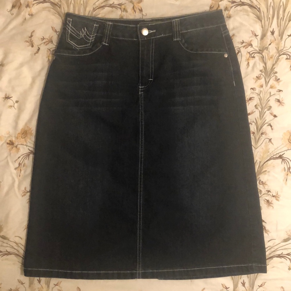 CATO dark wash denim a-line skirt